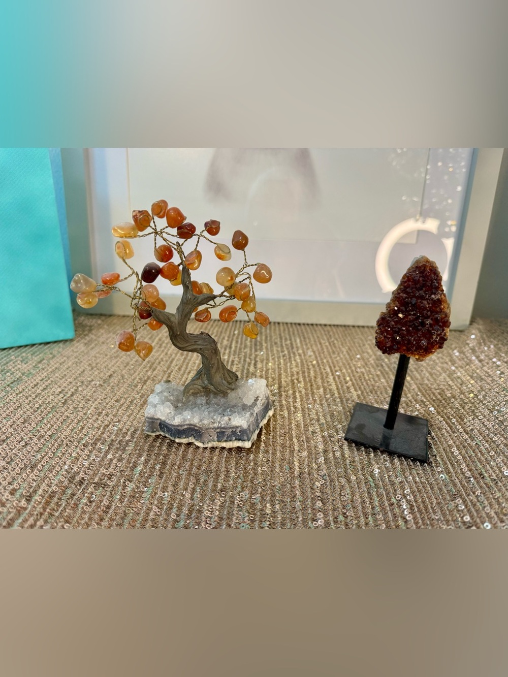 🌸H20 - Feng Shui Tree & Amethyst Stone on Stand💜🤎🪾🛍️